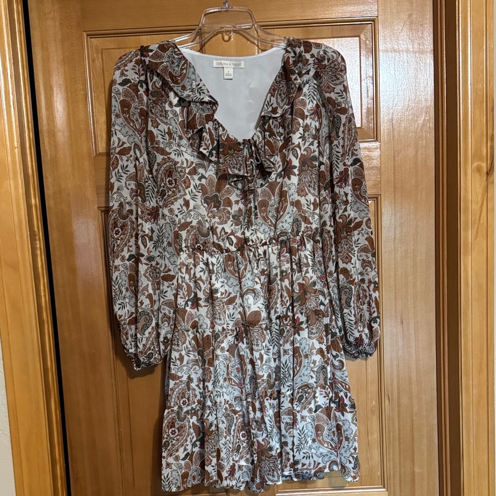 Chelsea & Violet S Floral Brown and White Dress